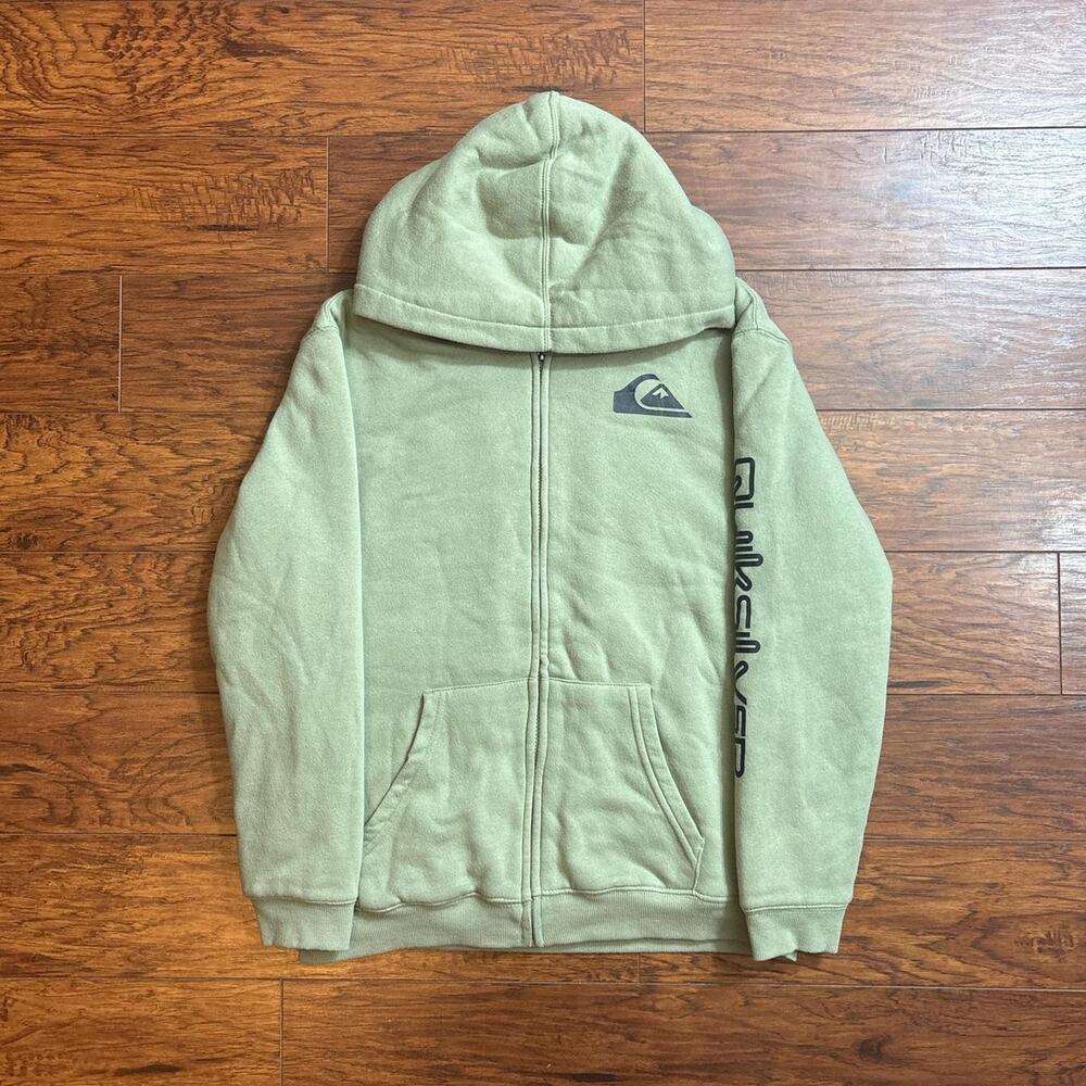 Quiksilver Boys Sage Green Graphic Sherpa Lined Full Zip Hoodie Size Xl(18-20)